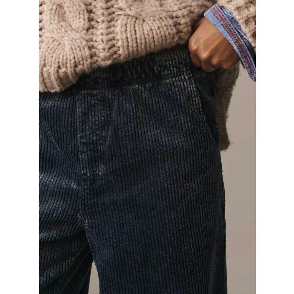 Anthropologie Pilcro Plush Corduroy High-Rise Pull-On Flare Pants | Sz M, Blue - Picture 2 of 4